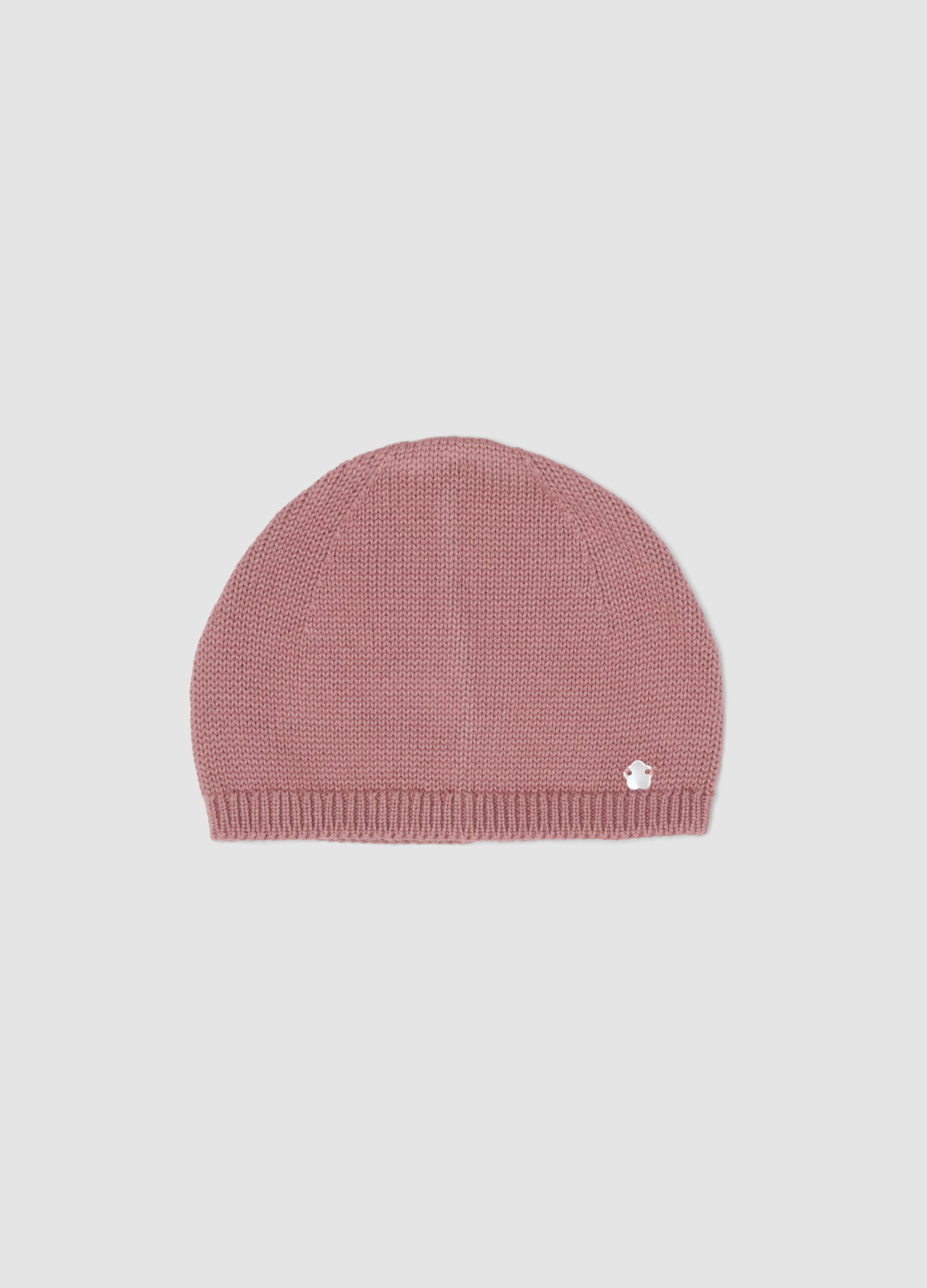 Pink pure organic cotton knitted hat for baby girl