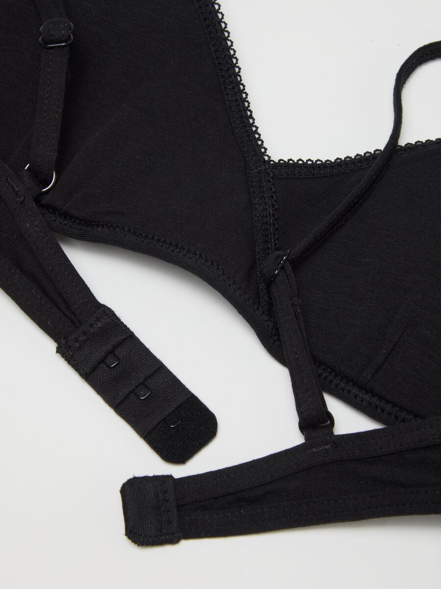 Girls' Black Stretch Cotton Bra_3