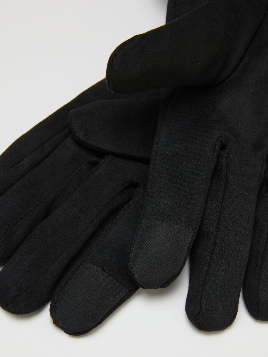 Guanti neri imbottiti con bordo morbido_1