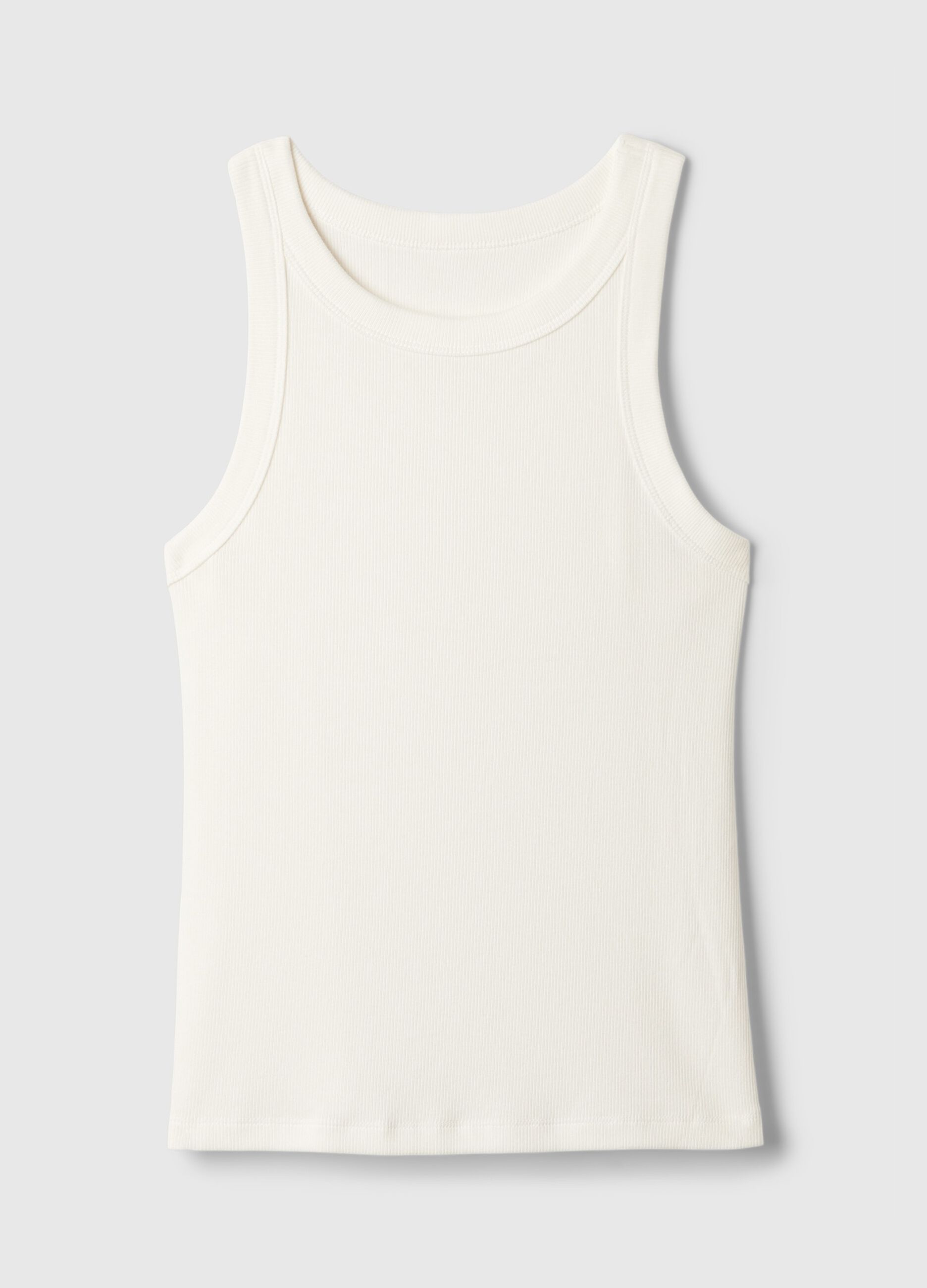 Ribbed tank top with halter neck