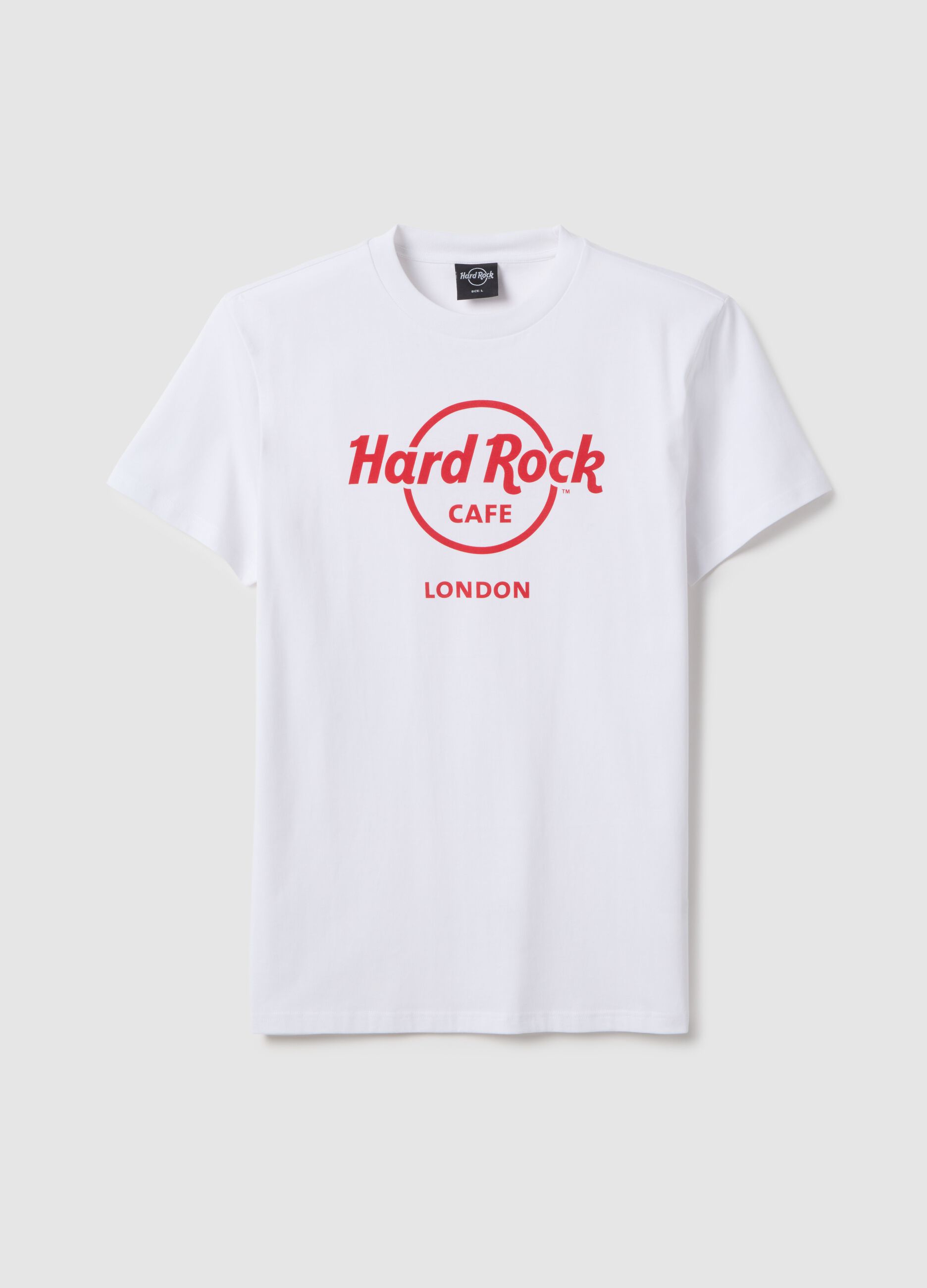 White pure cotton regular fit T-shirt with Hard Rock Cafe logo