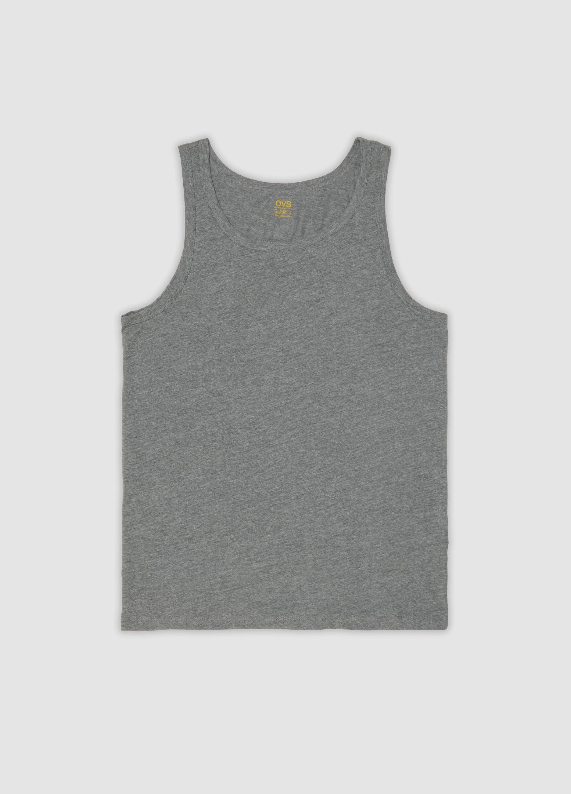 Men&rsquo;s grey regular-fit vest in 100% organic cotton