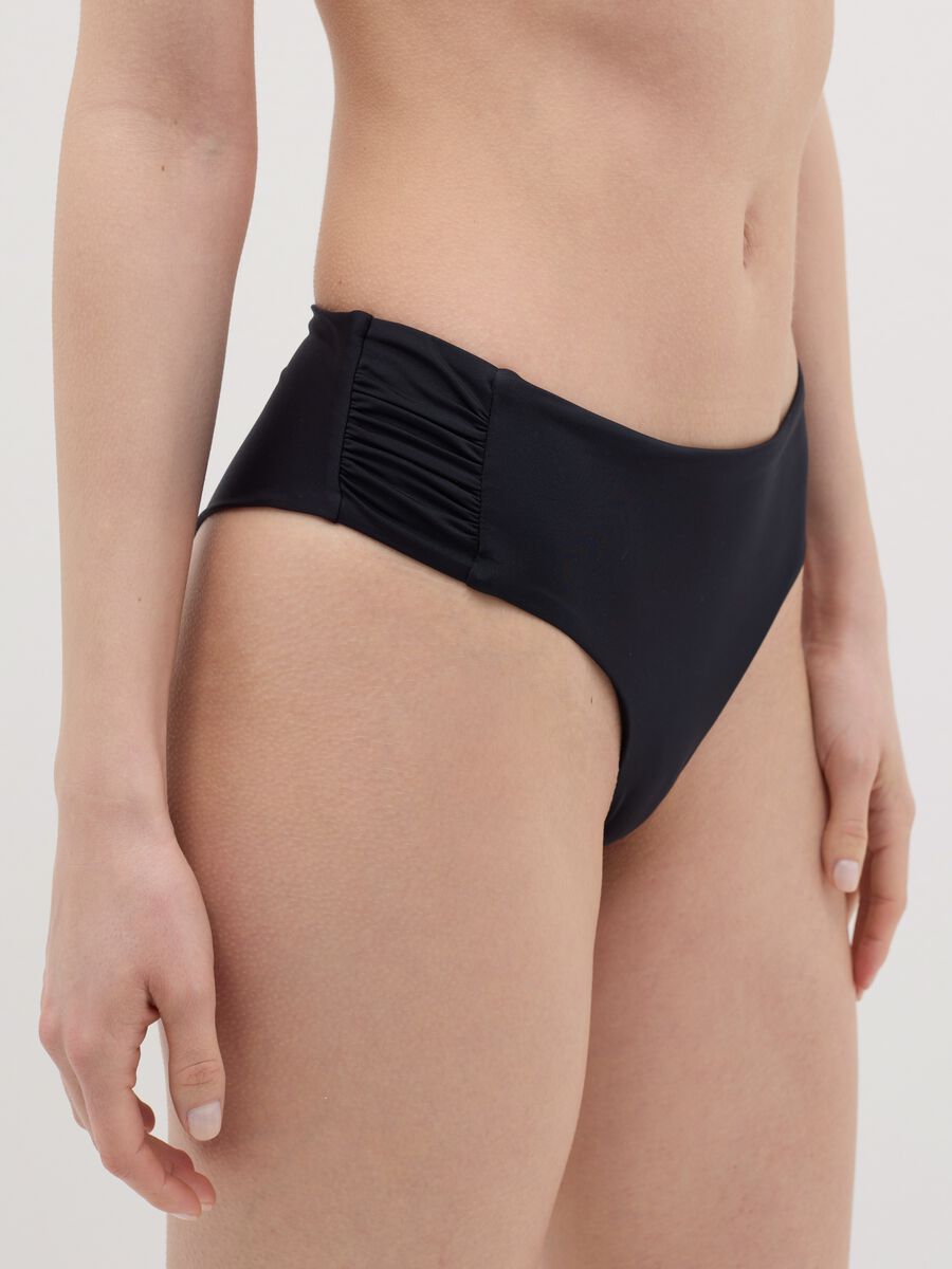 Black bikini French knickers with gathering_2