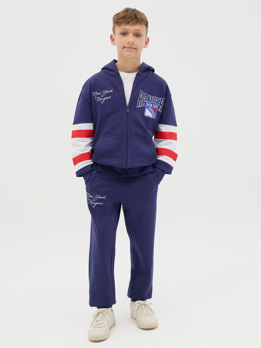 Joggers with drawstring and "New York Rangers" embroidery_1
