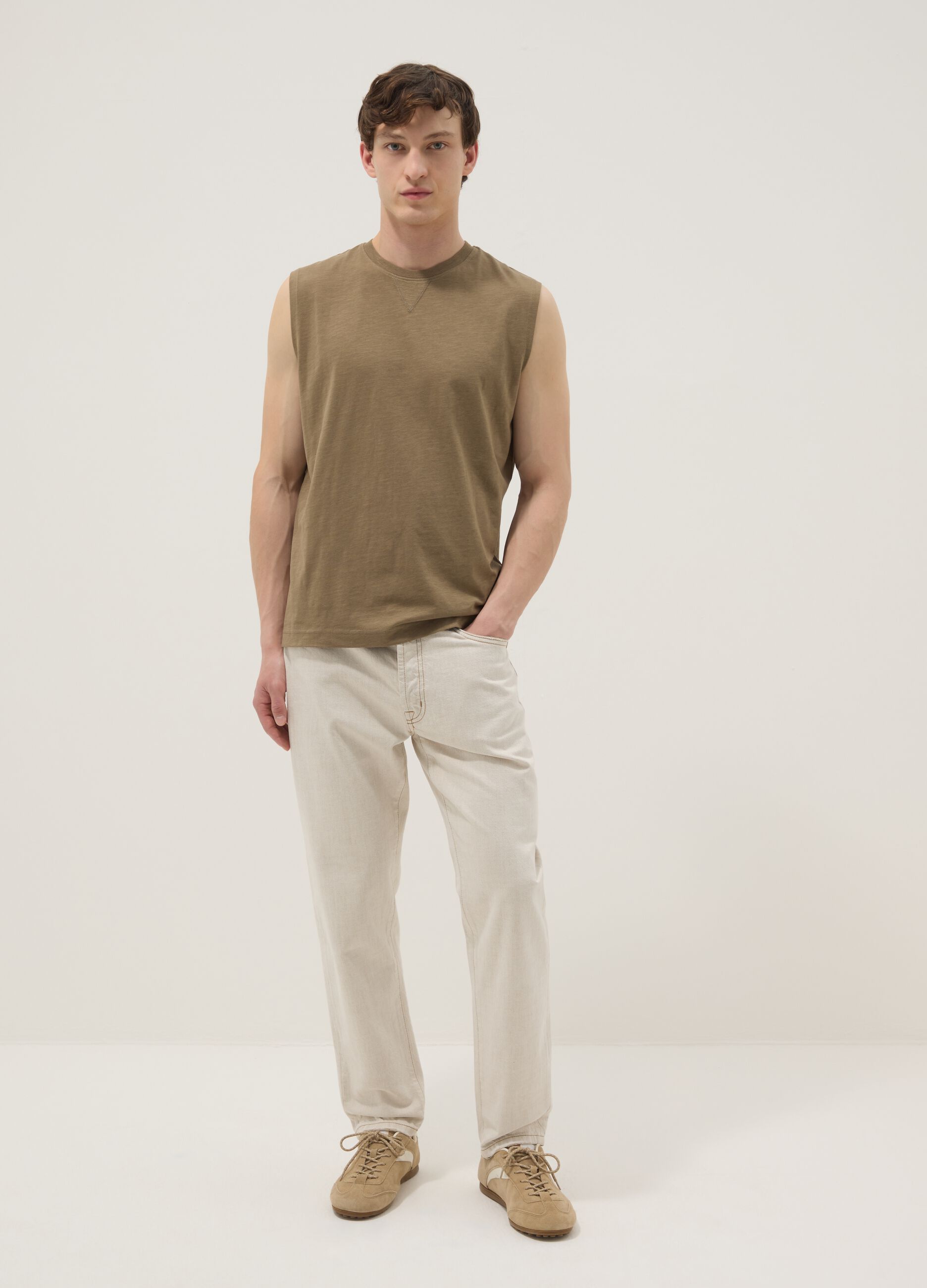 Brown pure cotton vest top