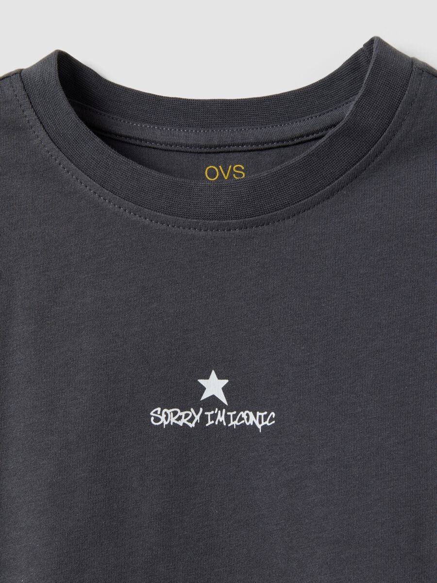 Grey pure organic cotton T-shirt with front and back print for girls_2