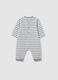 White and grey striped pure cotton baby romper_1