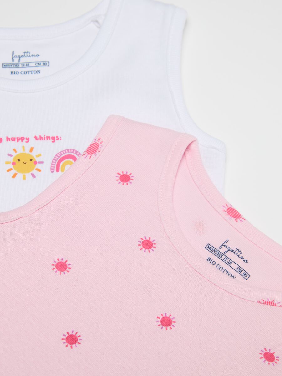 Three-pack sleeveless bodysuits in organic cotton with print_2