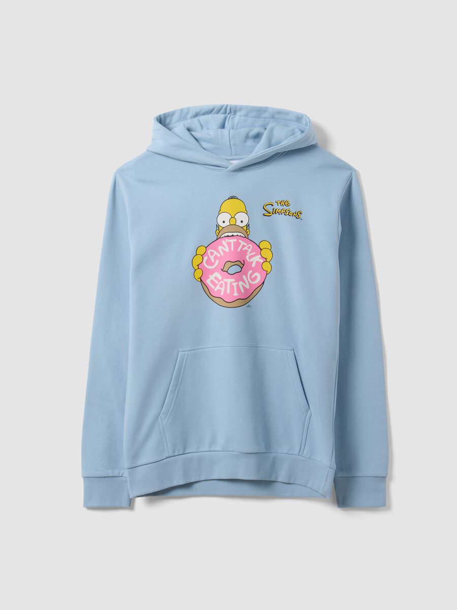 Blue cotton-blend hoodie with Simpsons print_0