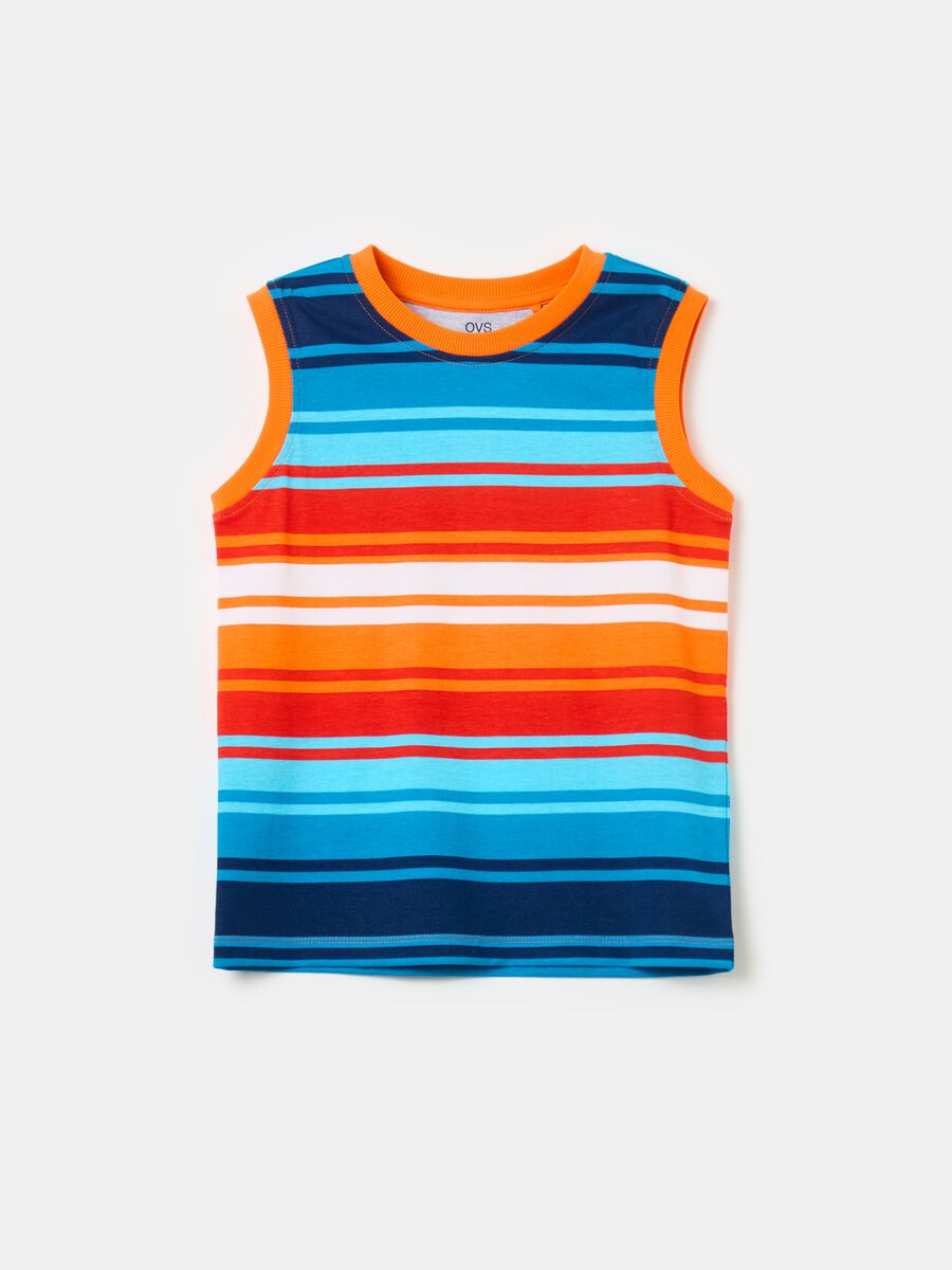 Tank top in cotone a righe_0