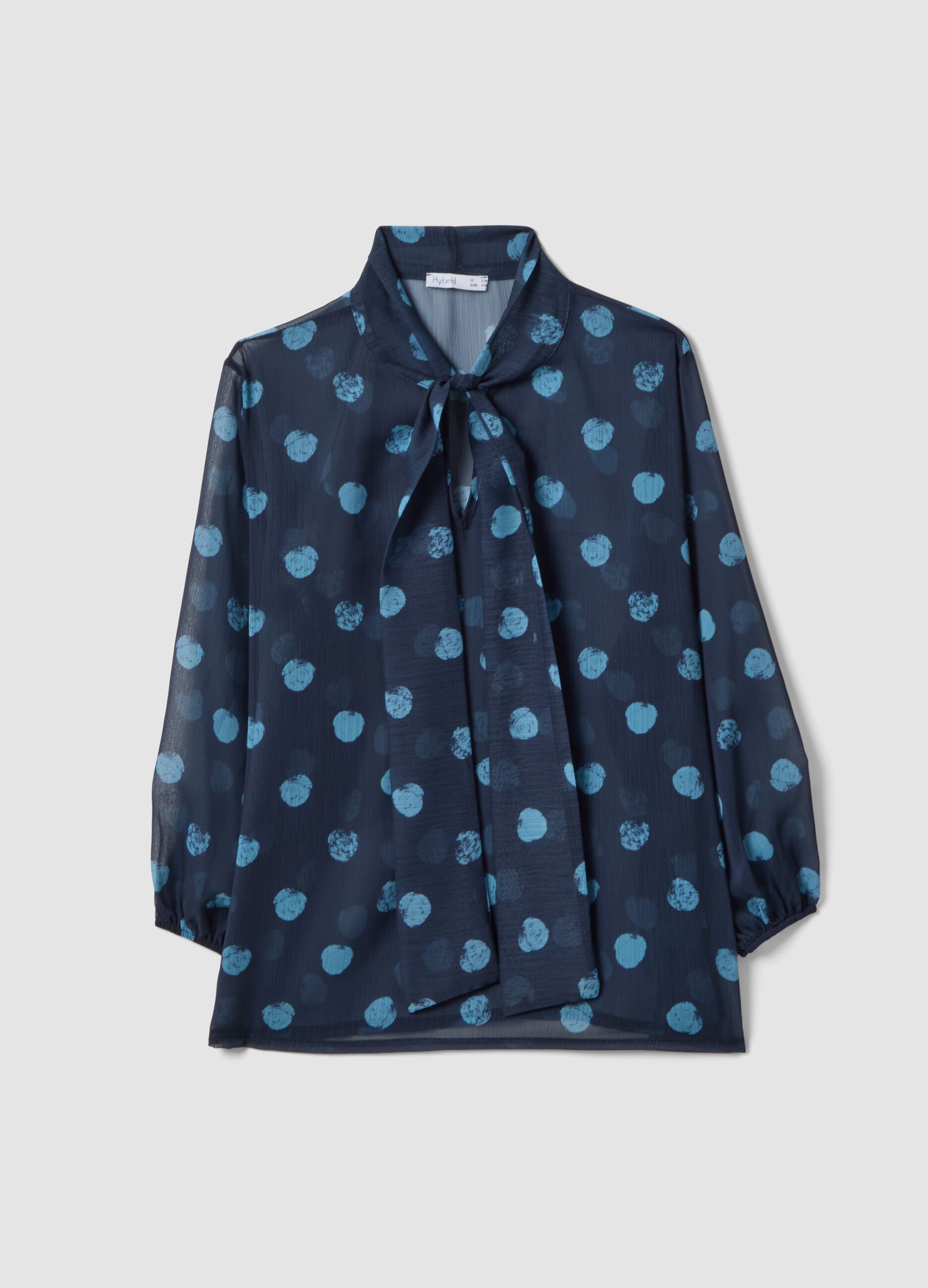 Multicolour Long Sleeve Blouse with Polka Dots, Regular Fit