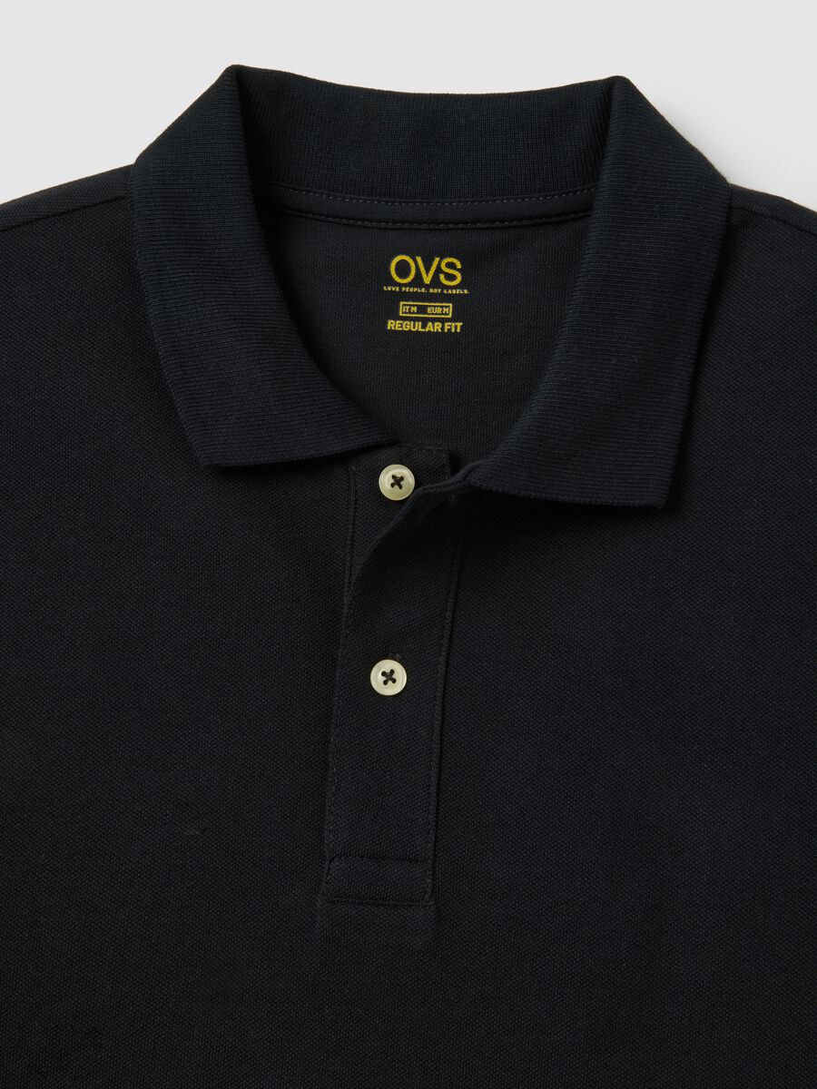 Polo da uomo in puro cotone nero regular fit_5