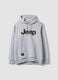 Grey cotton-blend hoodie with Jeep print, relaxed fit_0