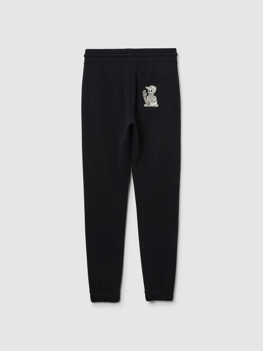 Pantaloni jogger da ragazzo in puro cotone nero regular fit_4