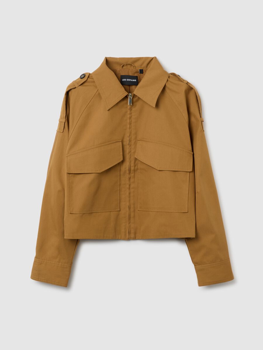 Giacca in misto cotone marrone regular fit_4