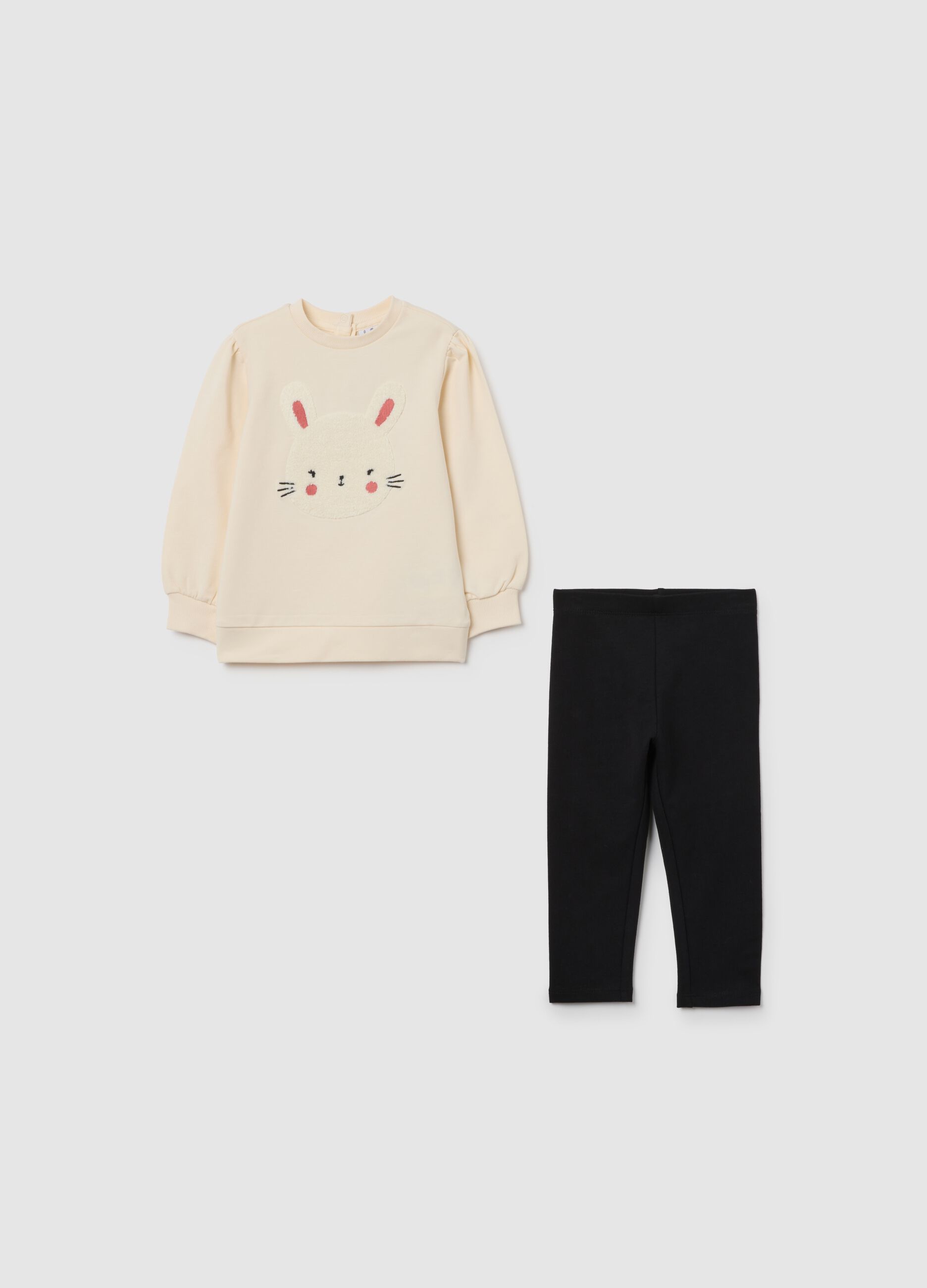 Set felpa leggings per bimbe in cotone multicolor regular fit