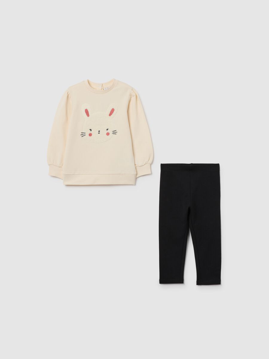 Multicolour regular fit cotton sweatshirt and leggings set for little girls_0