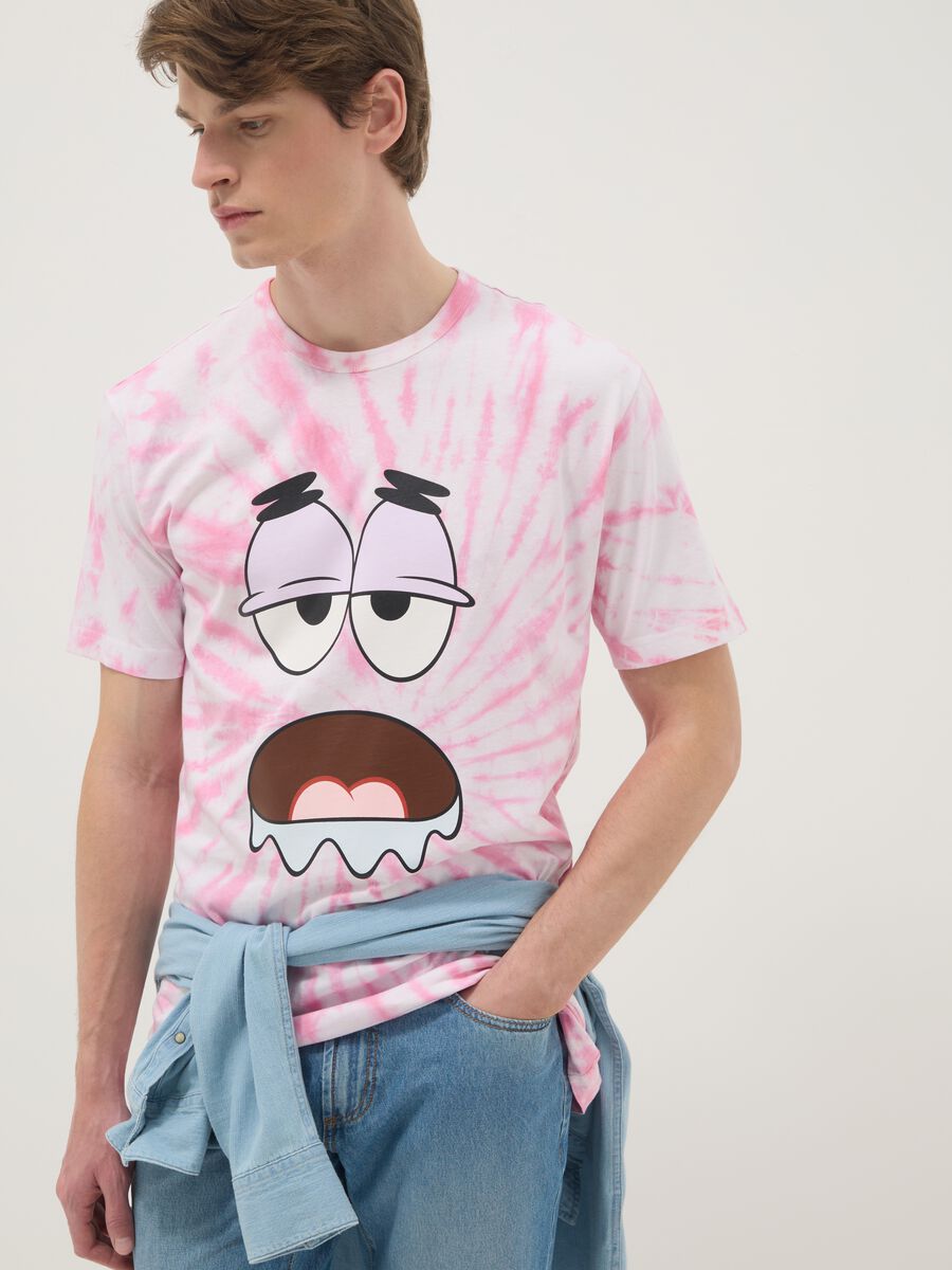 Multicolour pure cotton tie-dye regular fit T-shirt with Patrick Star_0