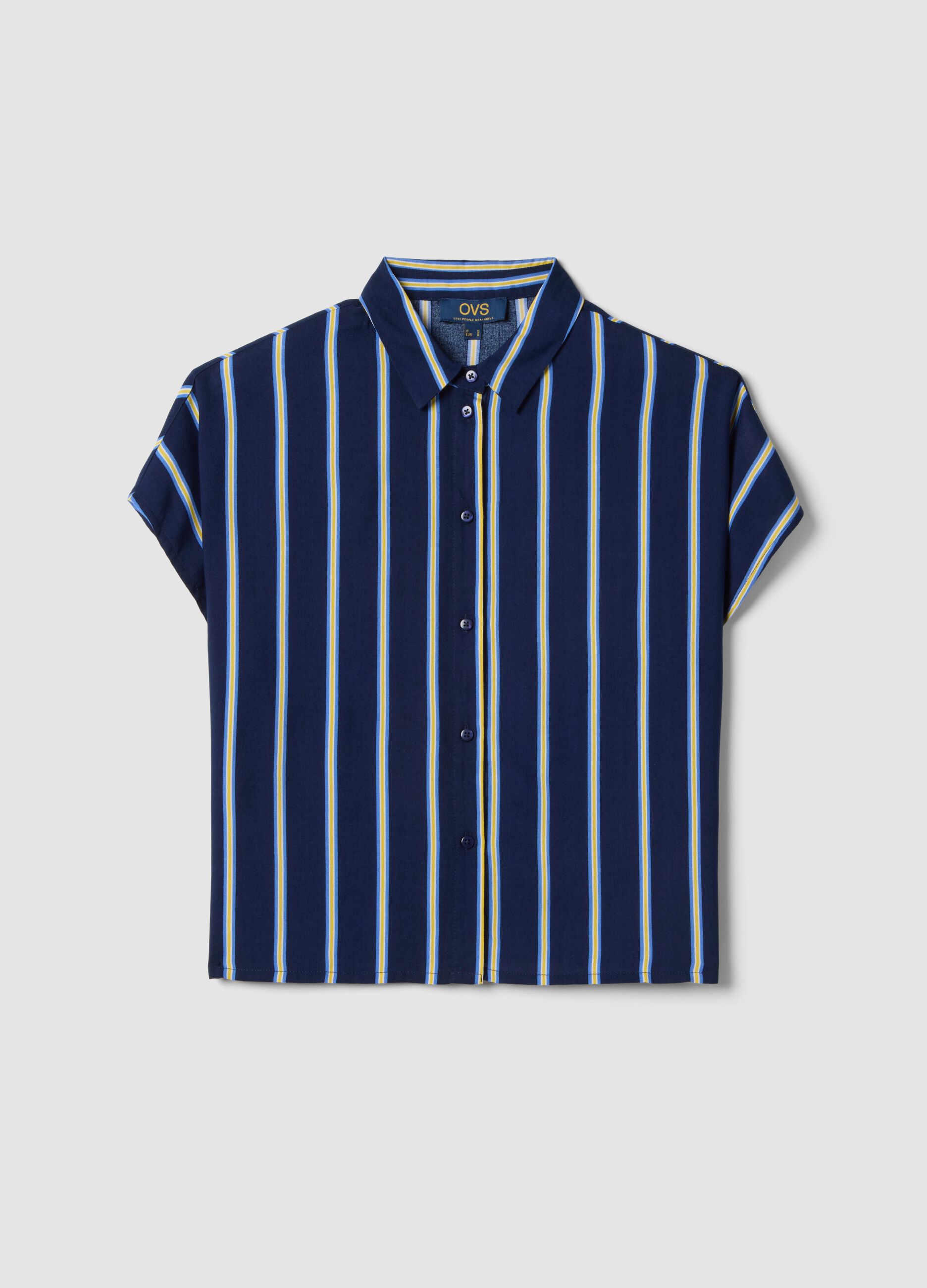 Pure viscose multicolour striped shirt, regular fit