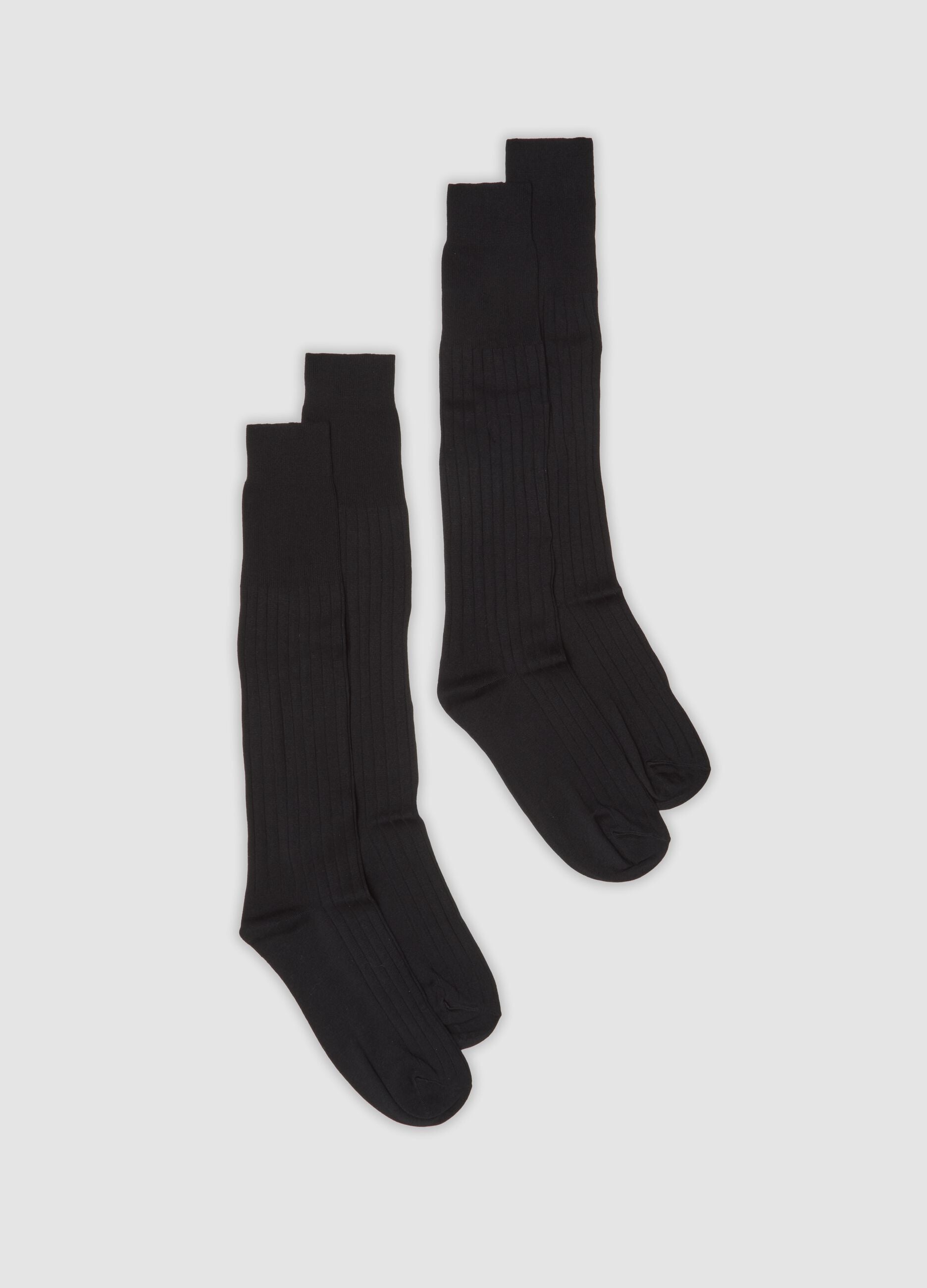 Two-pack of black long ribbed socks