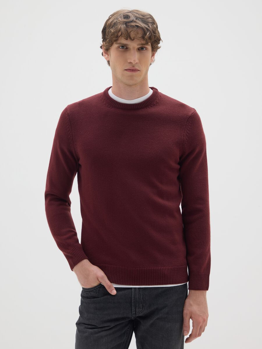 Red regular fit sweater_0
