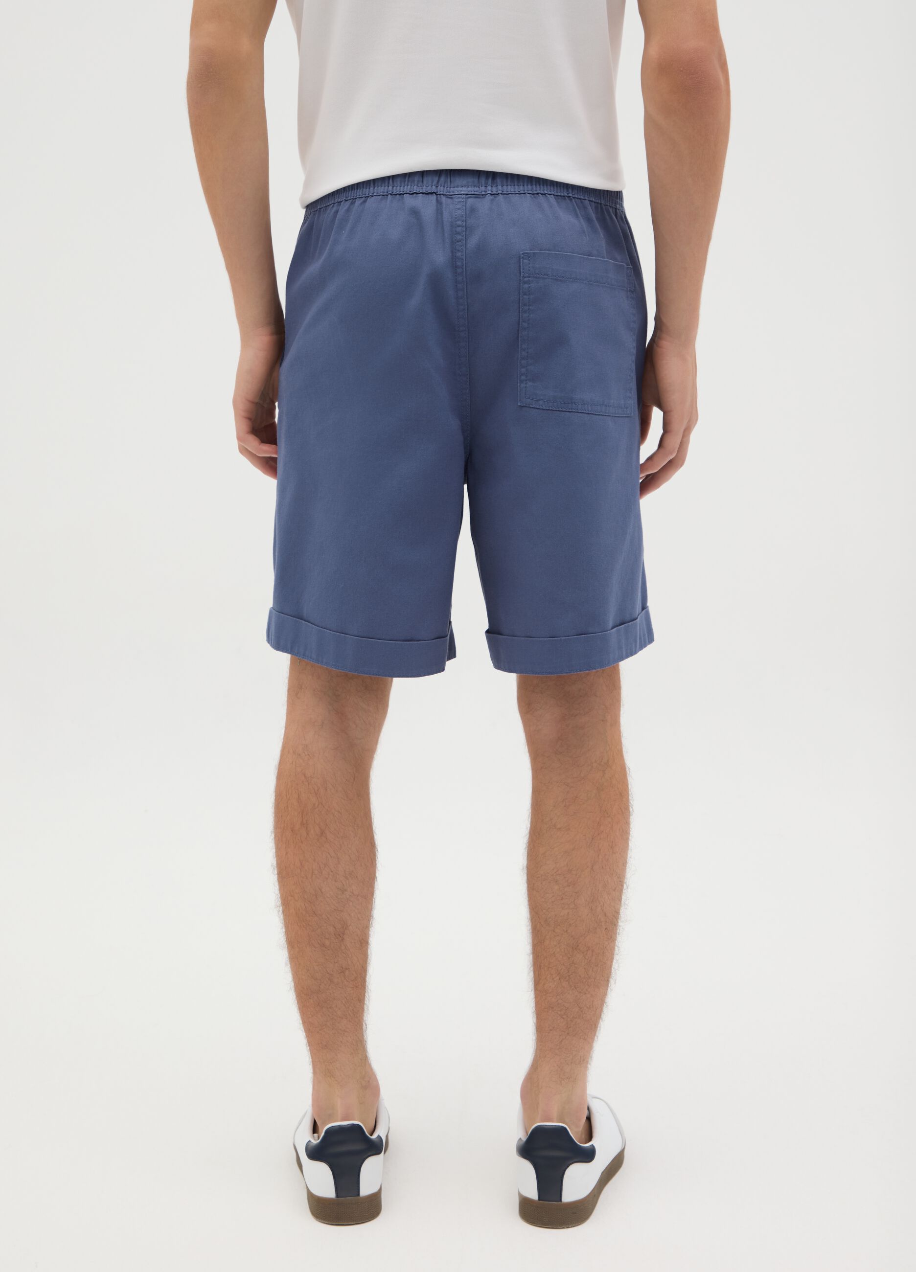 Men's blue pure cotton bermuda shorts, regular fit