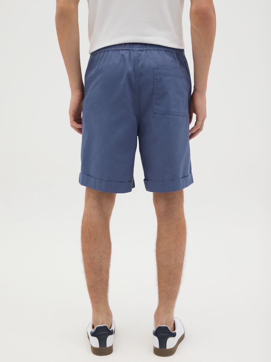 Men's blue pure cotton bermuda shorts, regular fit_3