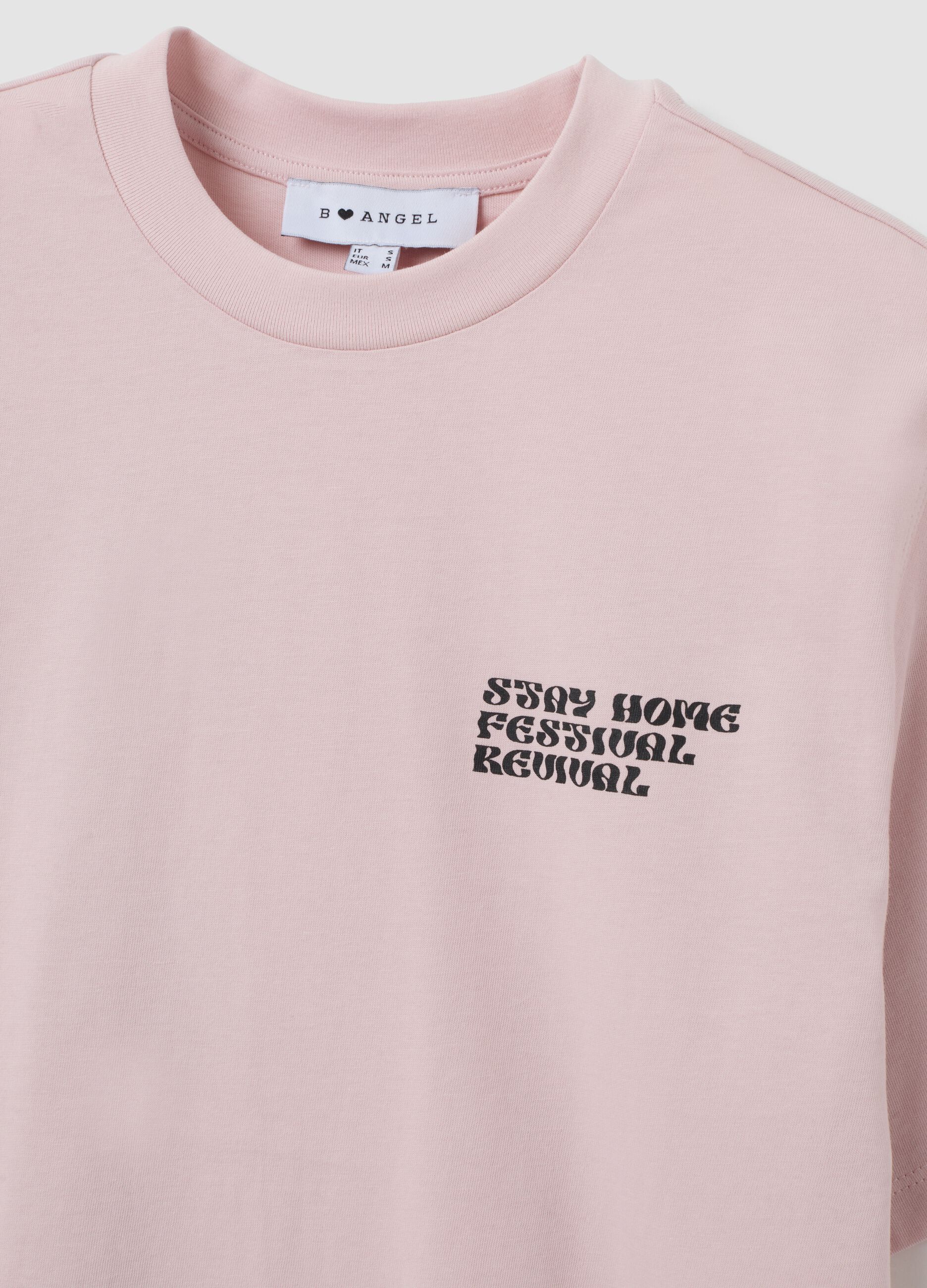 Pink relaxed-fit pure cotton T-shirt with print