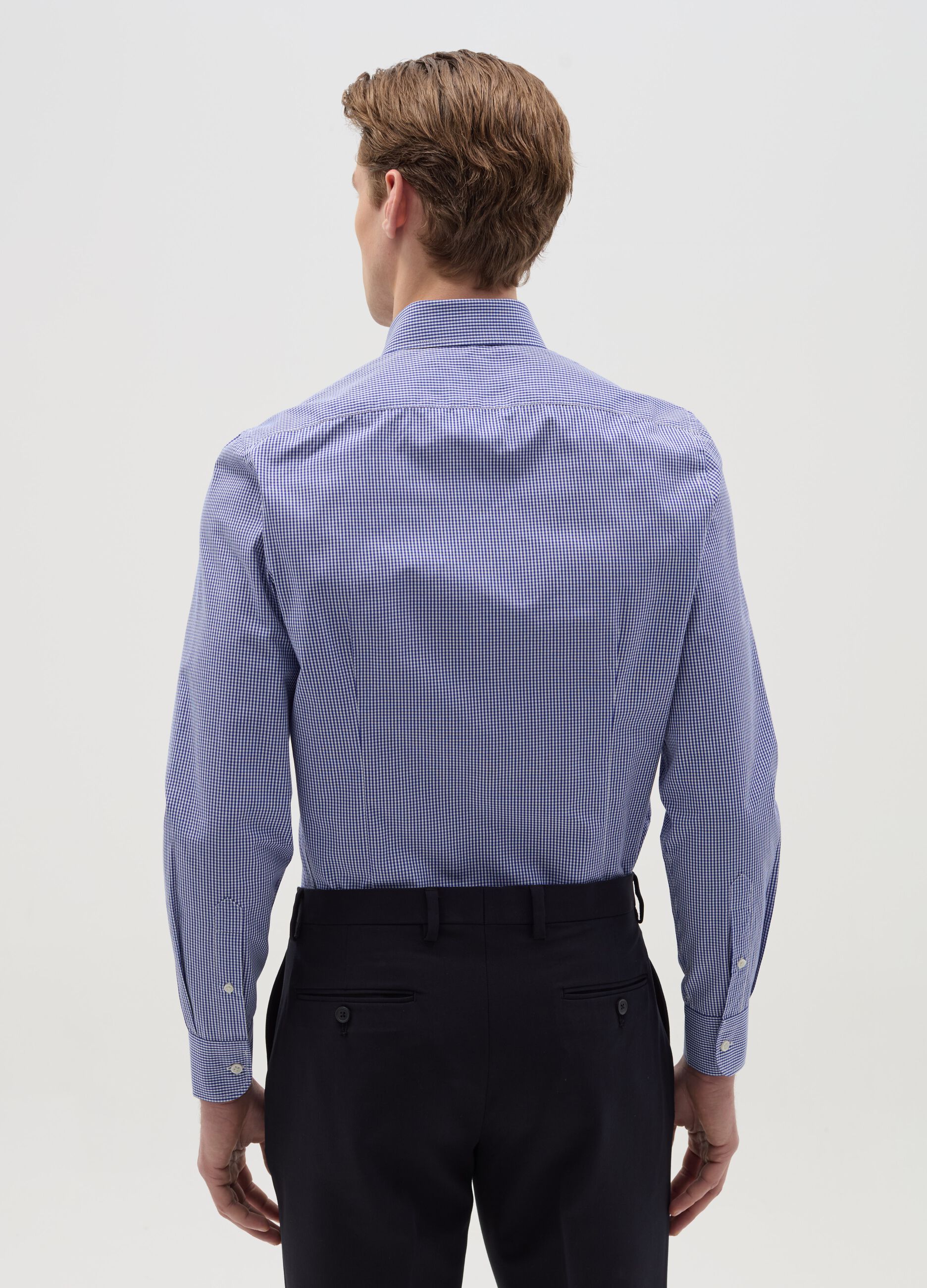 Slim-fit easy-iron shirt with micro check