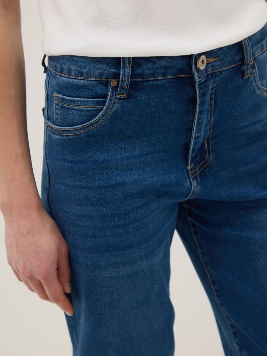 Stretch Blue Denim Cotton Blend Trousers Regular Fit_3