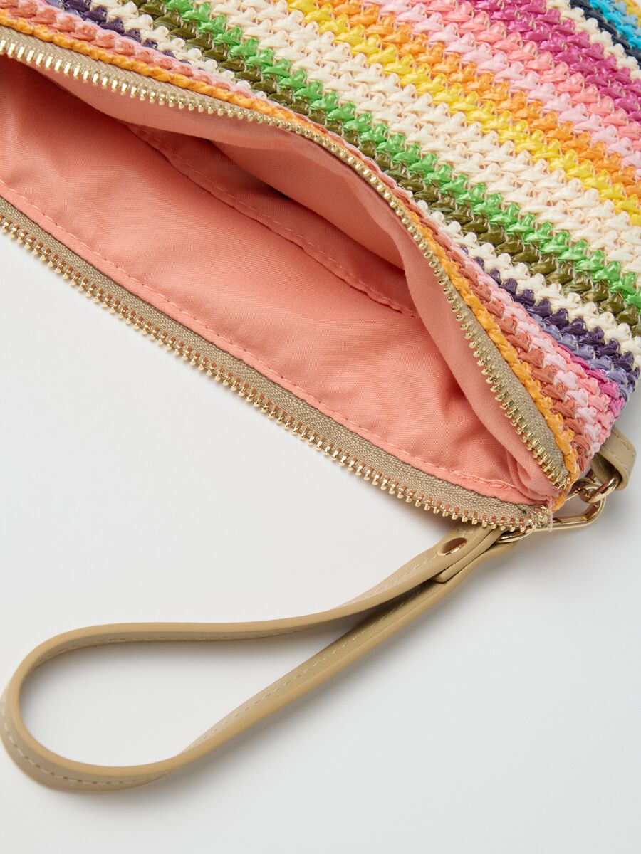Multicolour striped clutch with strap_2