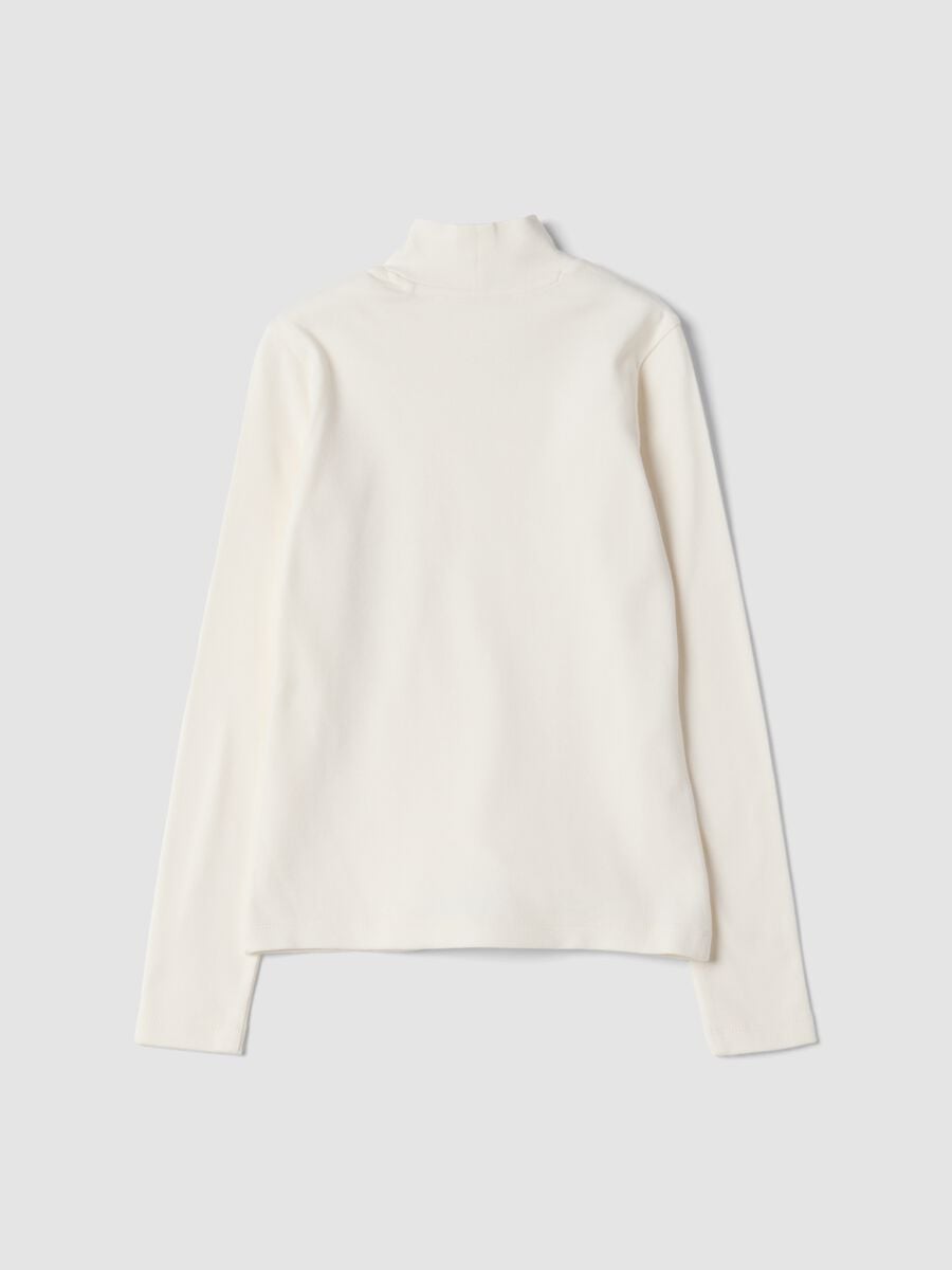 White pure organic cotton T-shirt with mock neck_4