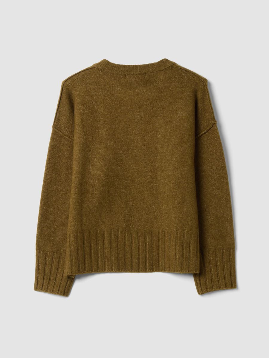 Green stretch-fabric oversized top_5