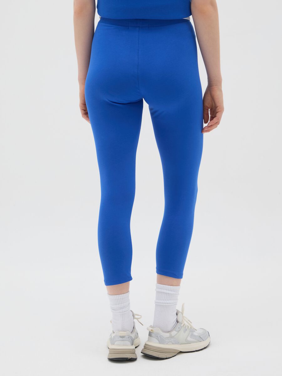 Women's blue regular fit stretch cotton leggings_3