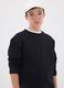 Black pure cotton crew-neck sweatshirt for boys, relaxed fit_0