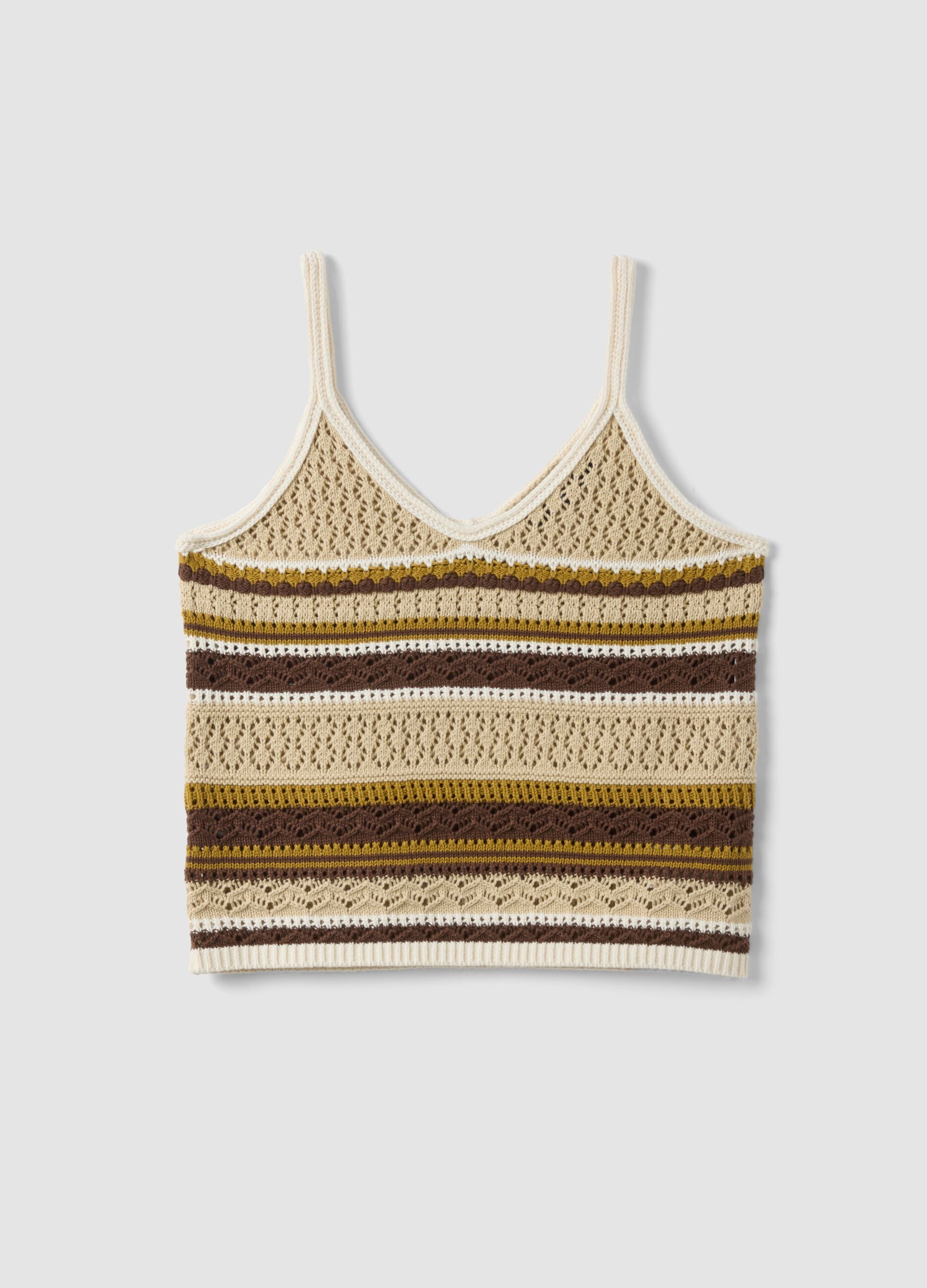 Multicolour pure cotton regular-fit knitted-texture top