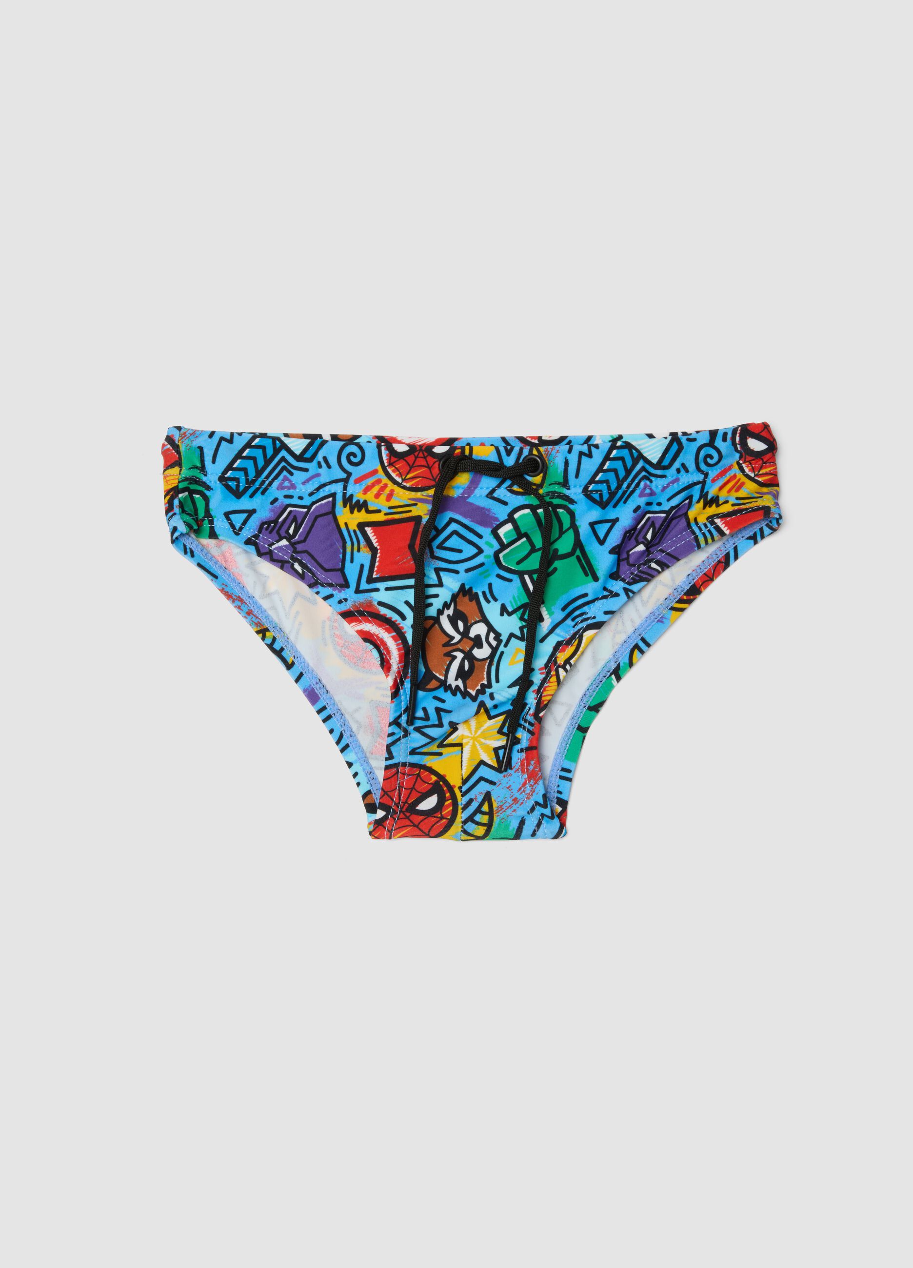 Blue stretch fabric swim briefs