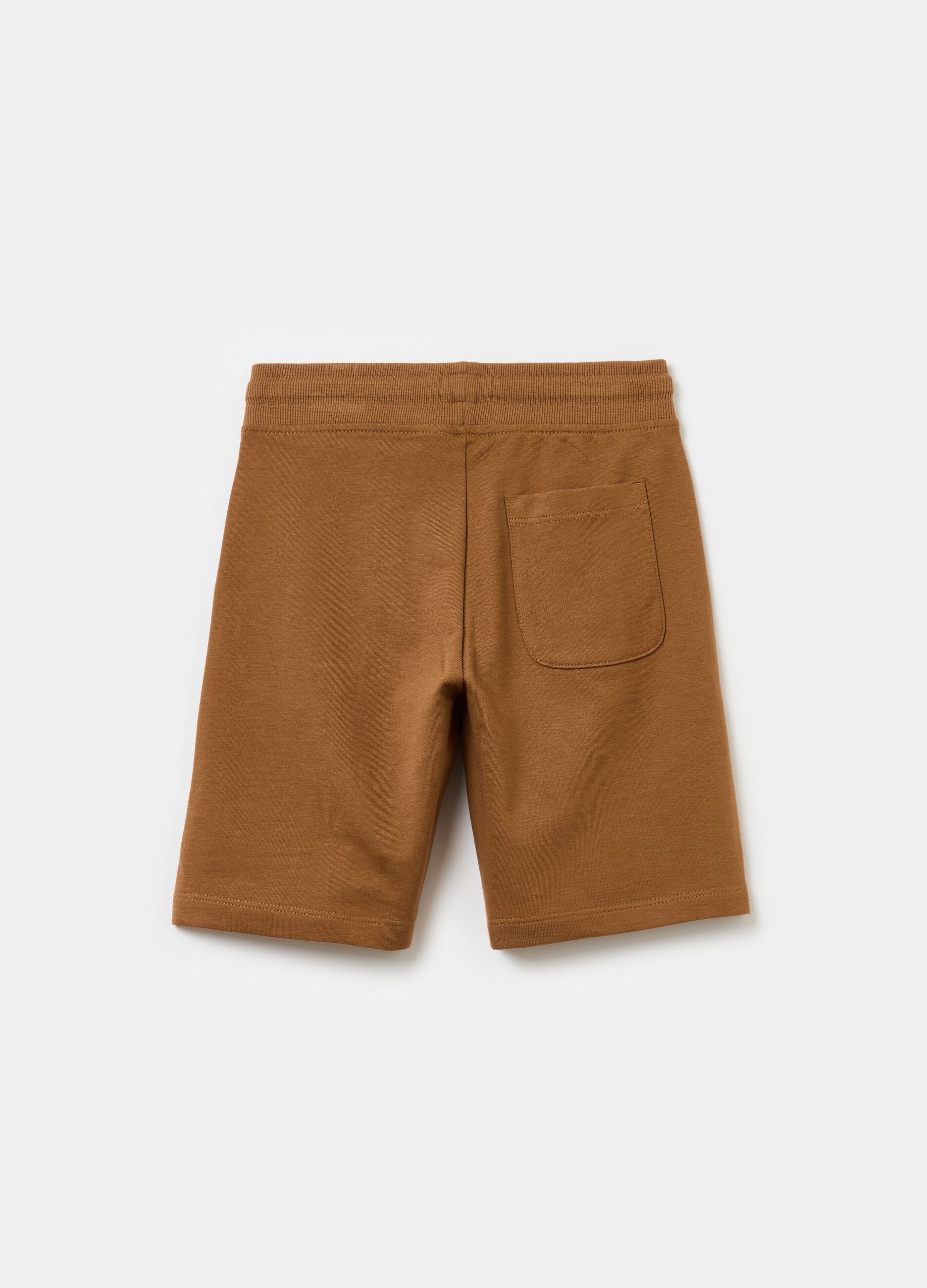 Fleece Bermuda shorts with drawstring