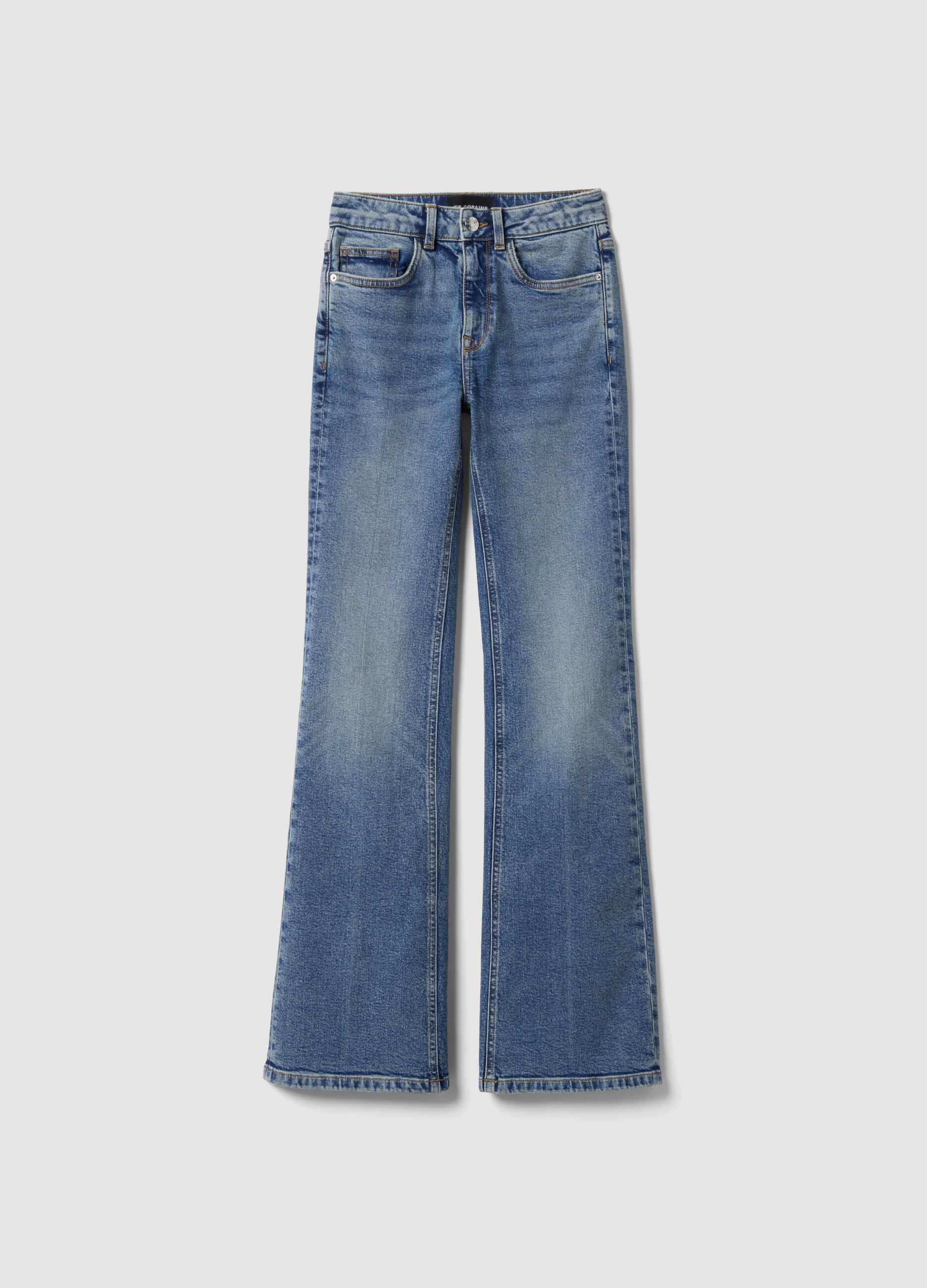 Light Blue Stretch Cotton Bootcut Jeans