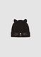 Black stretch fabric beanie with ears_1