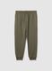 Green cotton blend joggers with regular fit_4