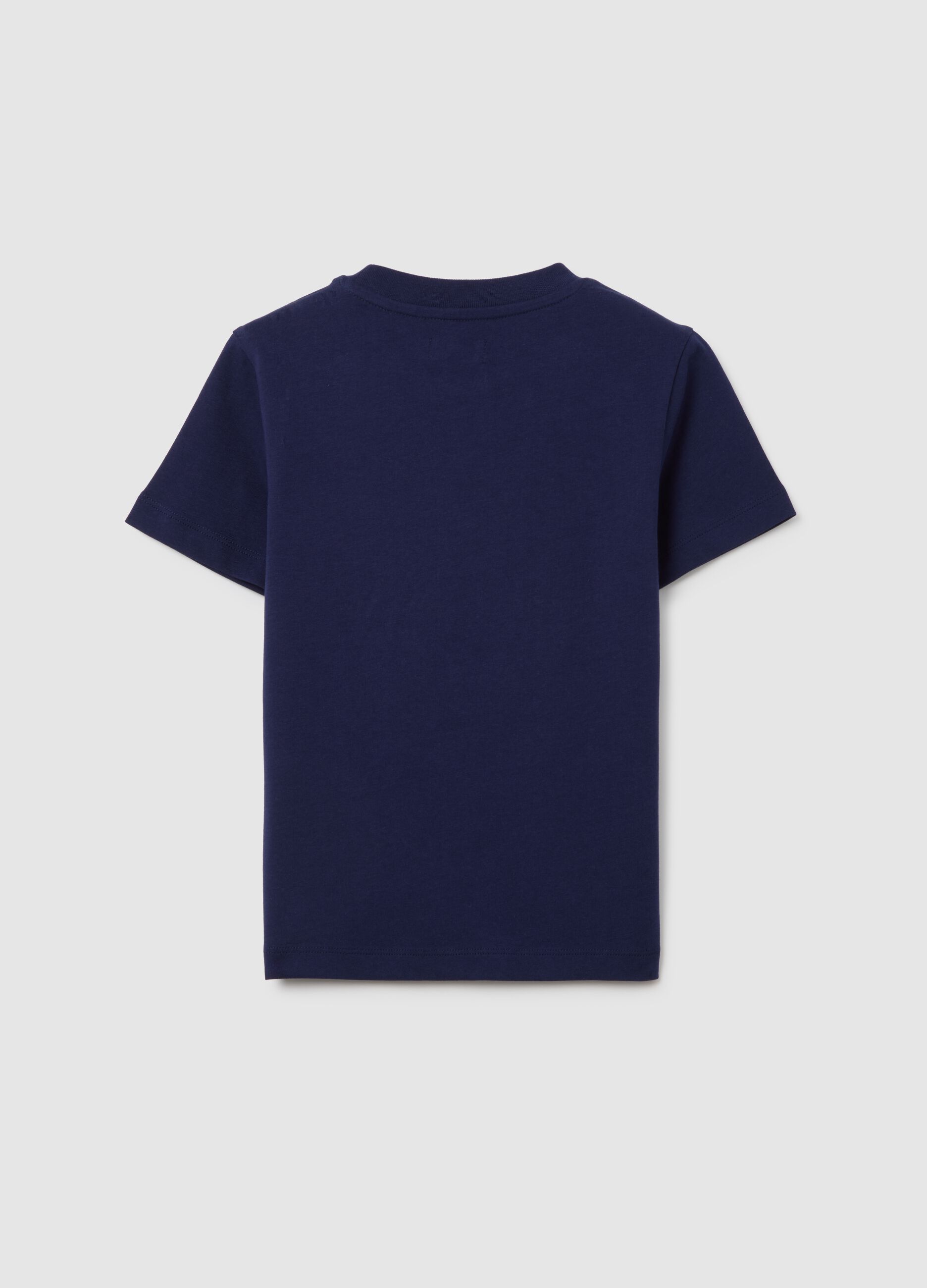T-shirt da bambino in puro cotone blu regular fit