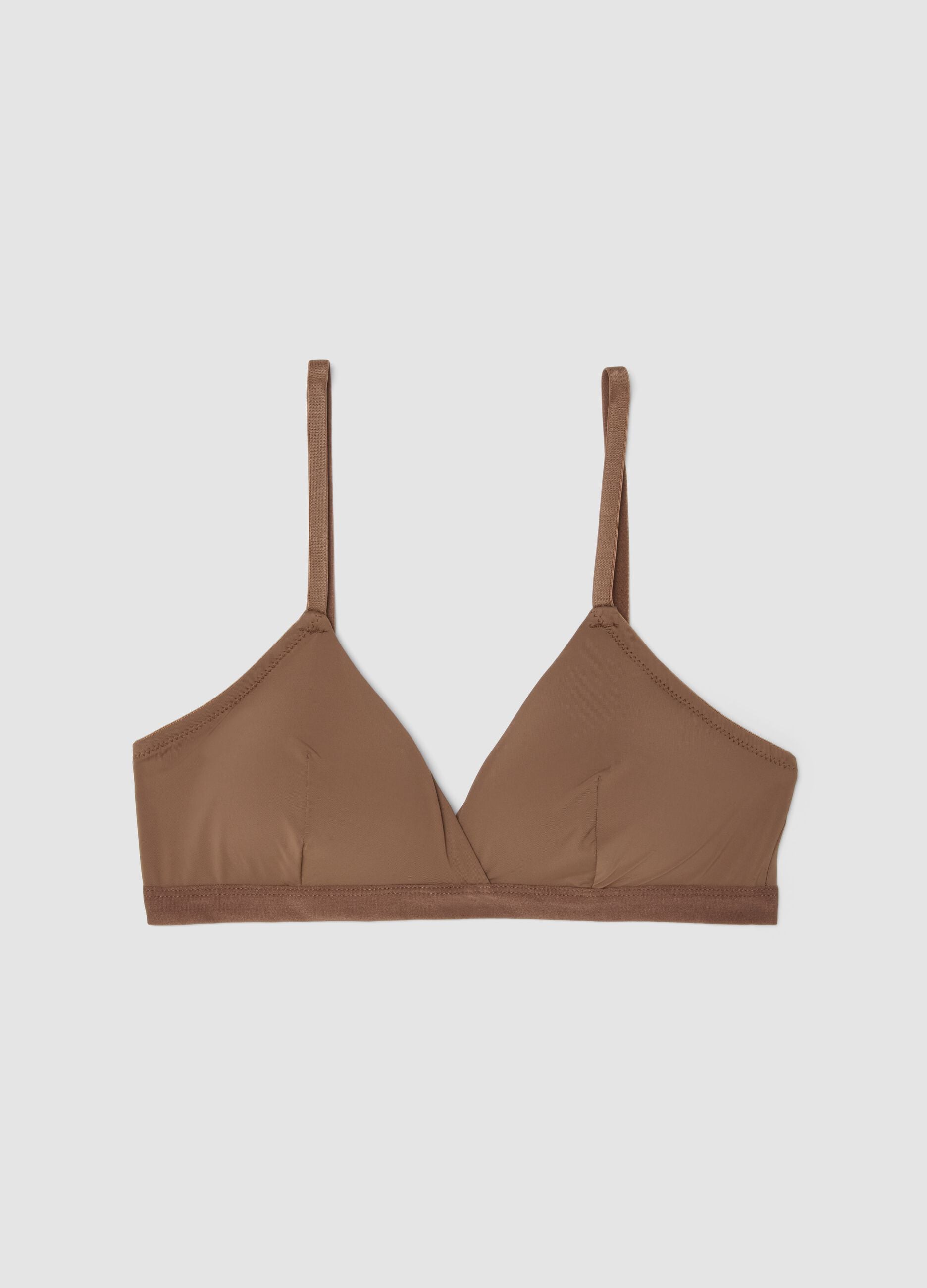 Reggiseno a triangolo beige con imbottitura rimovibile in tessuto elasticizzato
