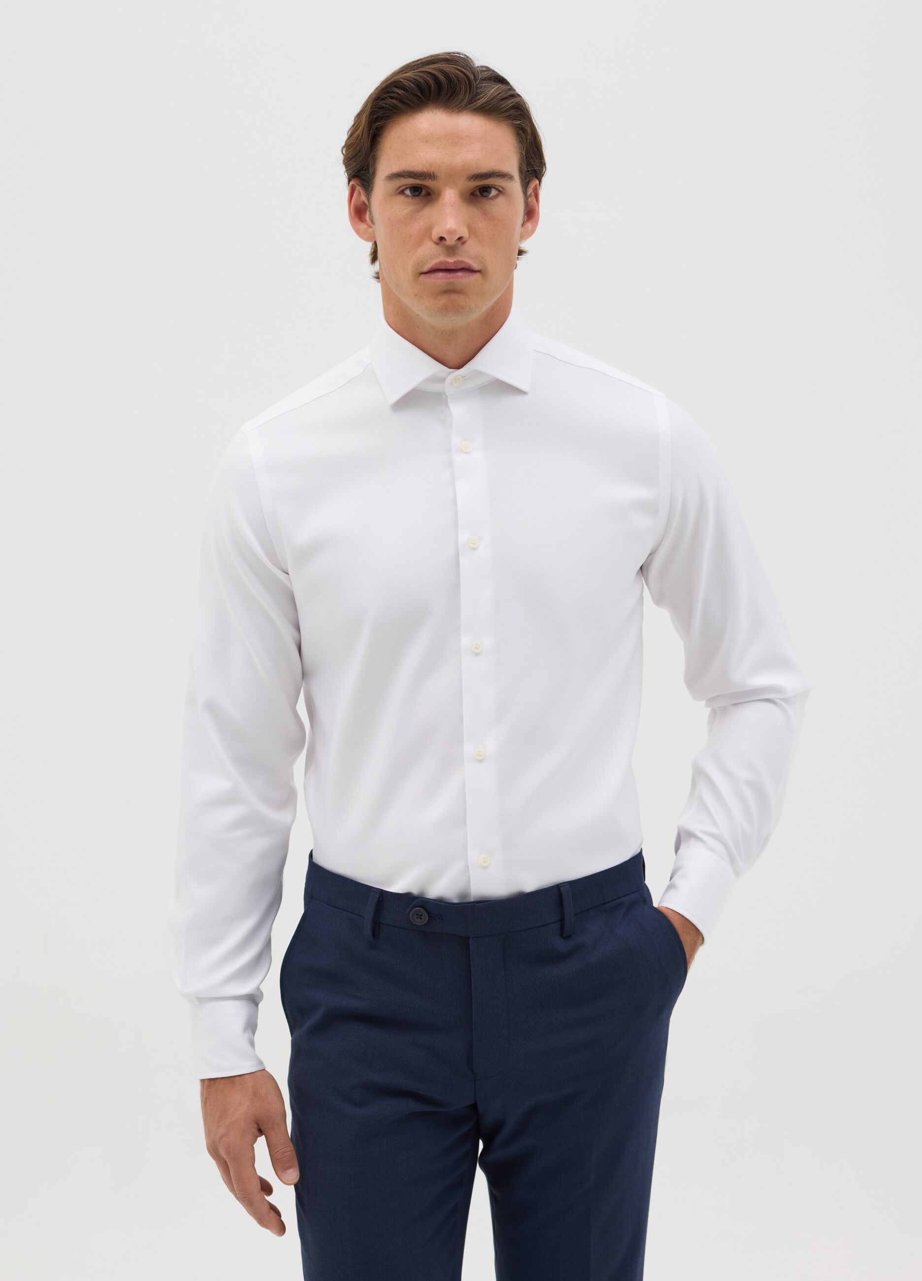 Slim-fit shirt in no-iron cotton