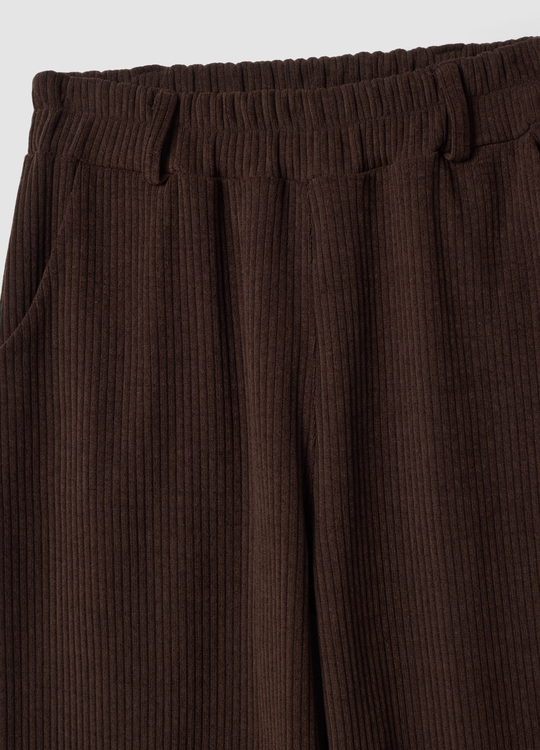 Brown long stretch regular-fit trousers