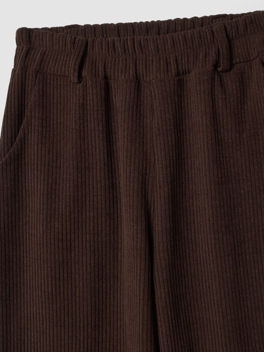 Pantaloni marroni lunghi in tessuto elasticizzato regular fit_1