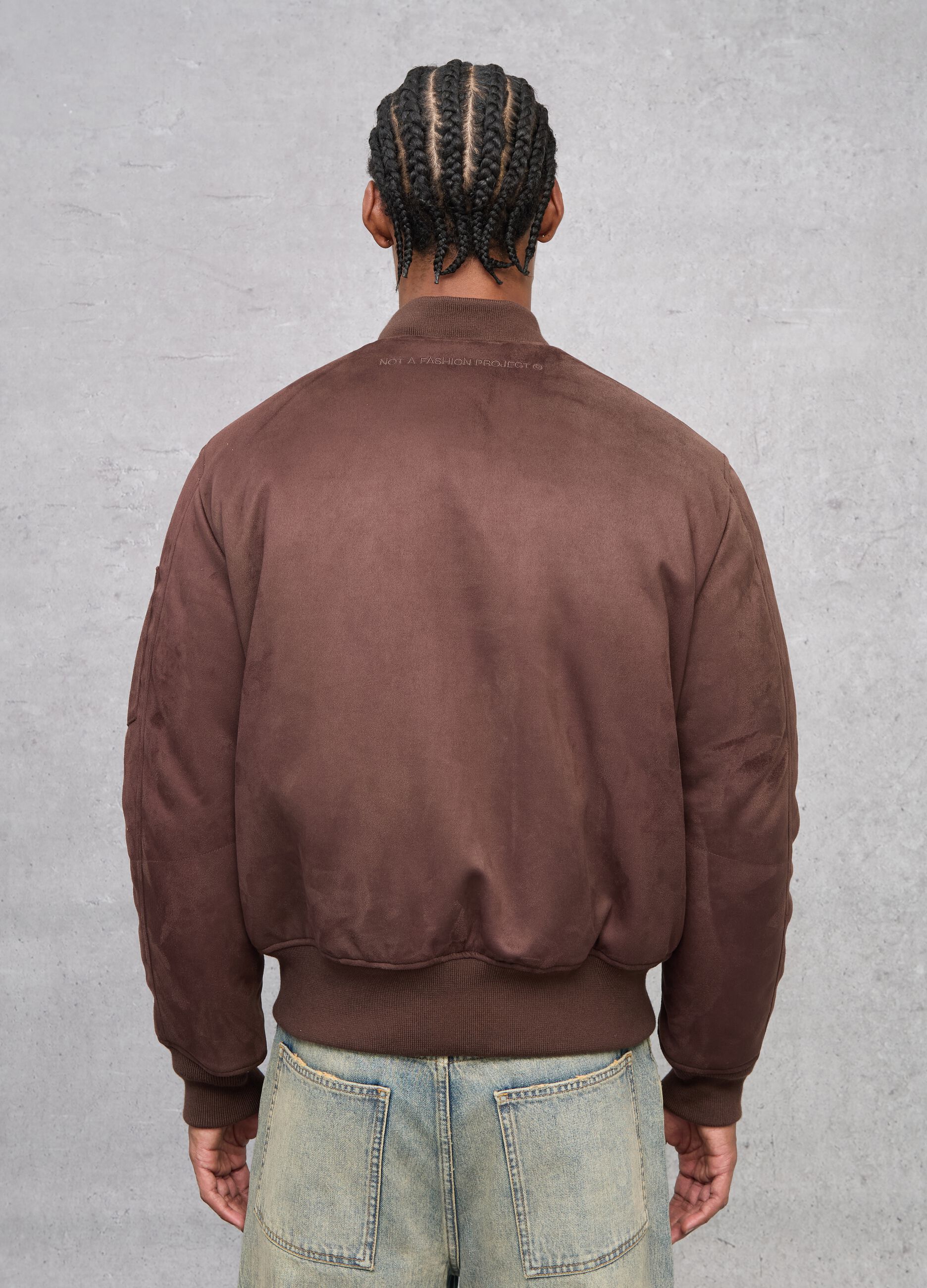 Brown Suede Bomber Jacket