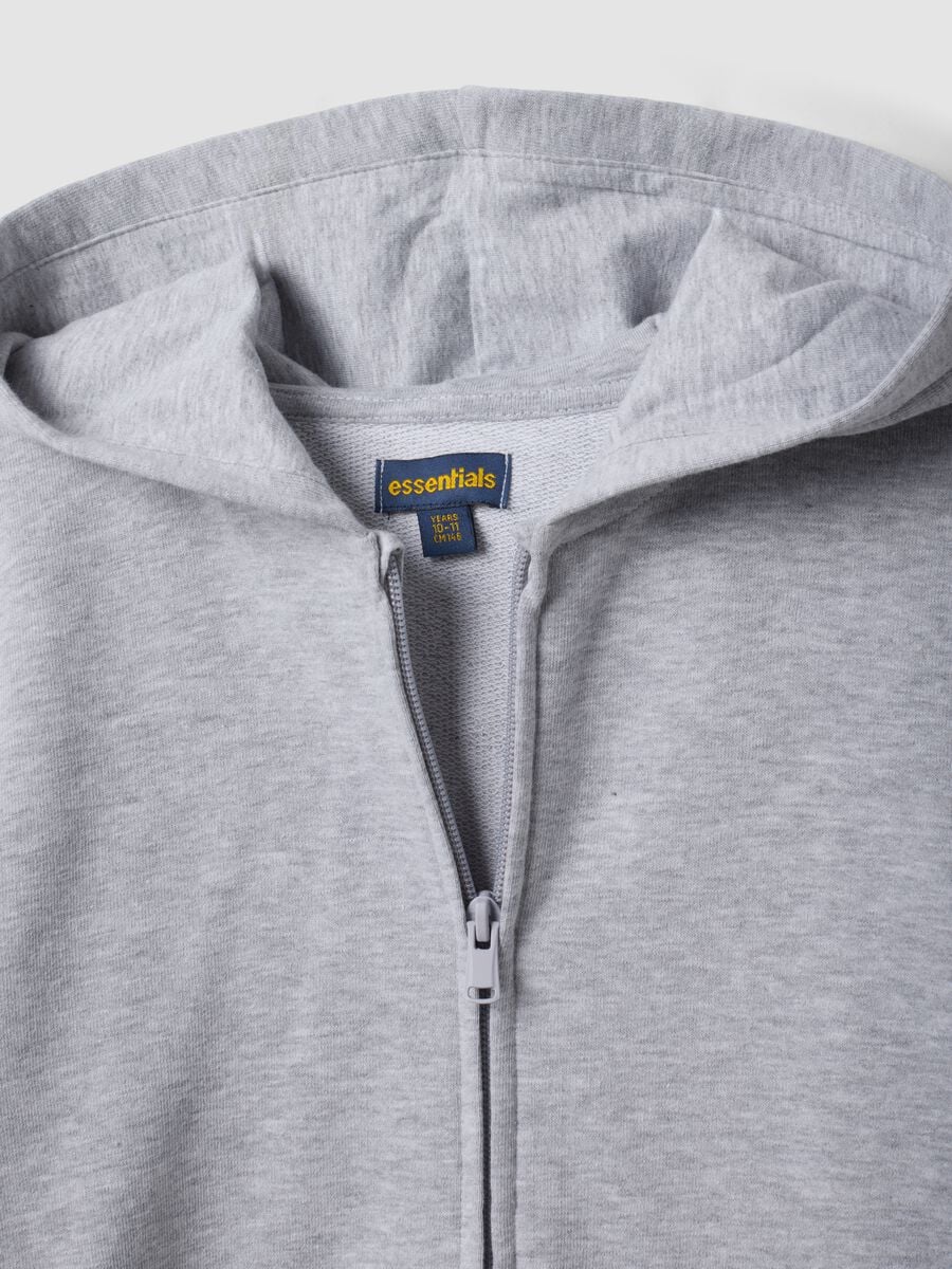Felpa grigia con cappuccio in puro cotone organico regular fit per ragazzo_5