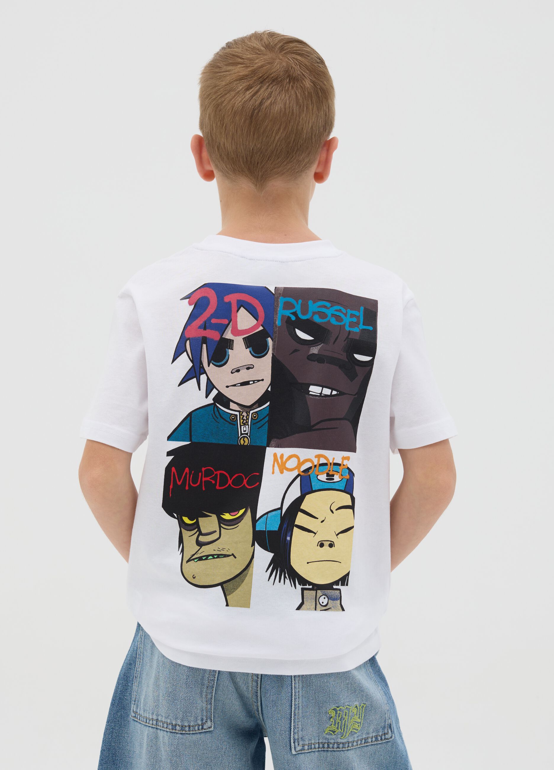 T-shirt in cotone con stampa Gorillaz