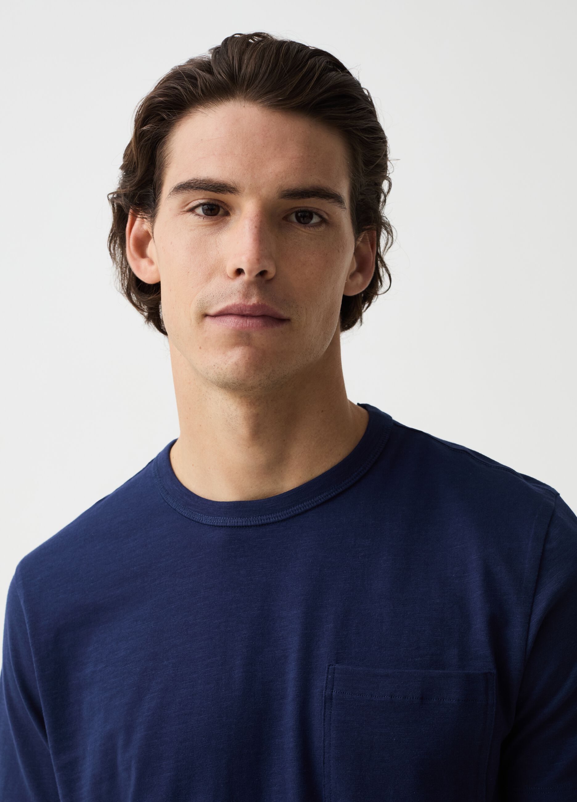 T-shirt in slub jersey con tasca